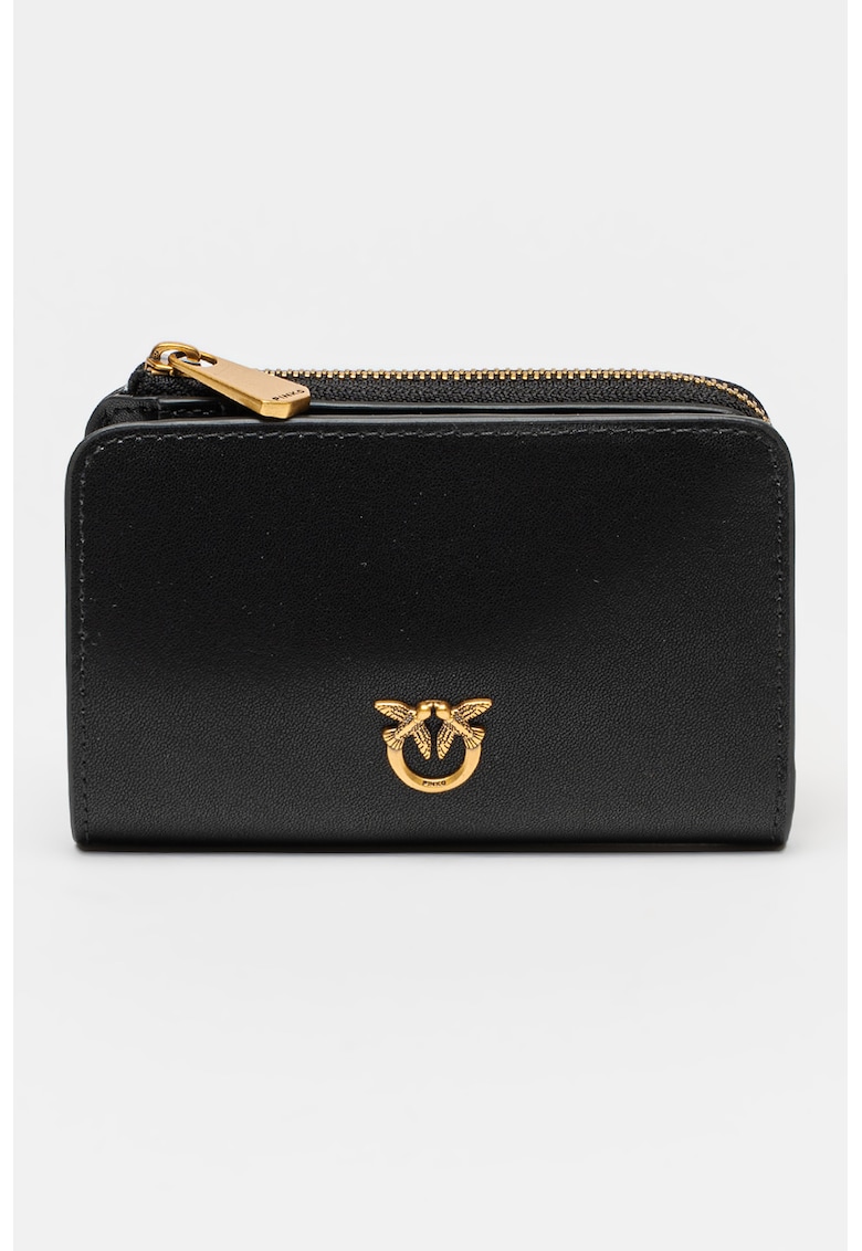 Portofel cu fermoar si logo metalic - Black Onyx