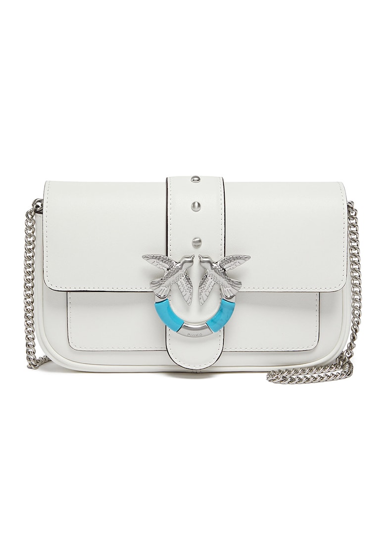 Geanta crossbody de piele cu lant Love One - Alb