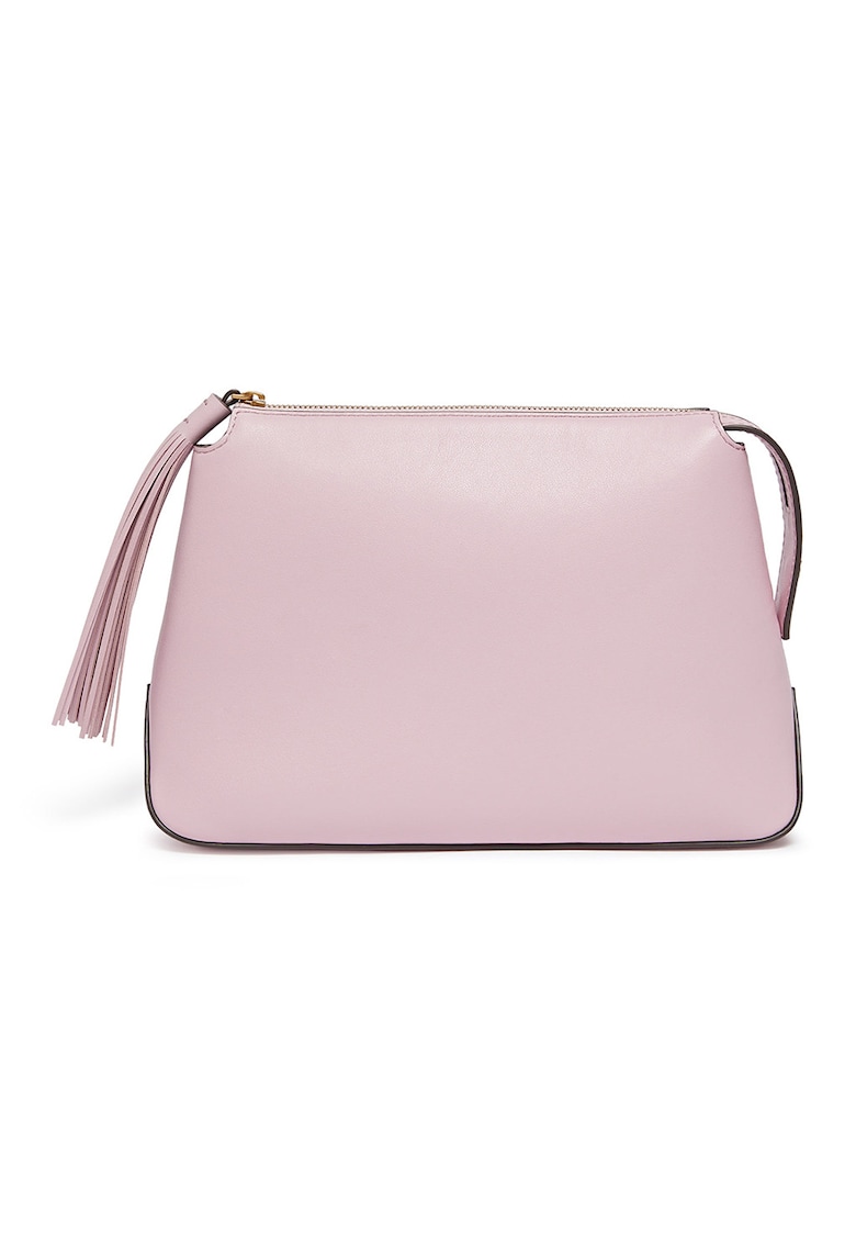 Geanta de piele cu maner si canaf - Roz pastel