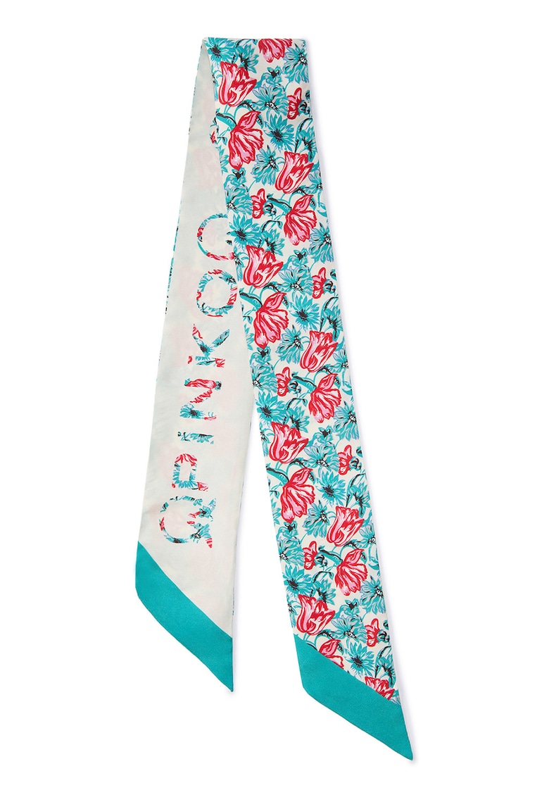 Esarfa cu model floral - Crem/Verde persan