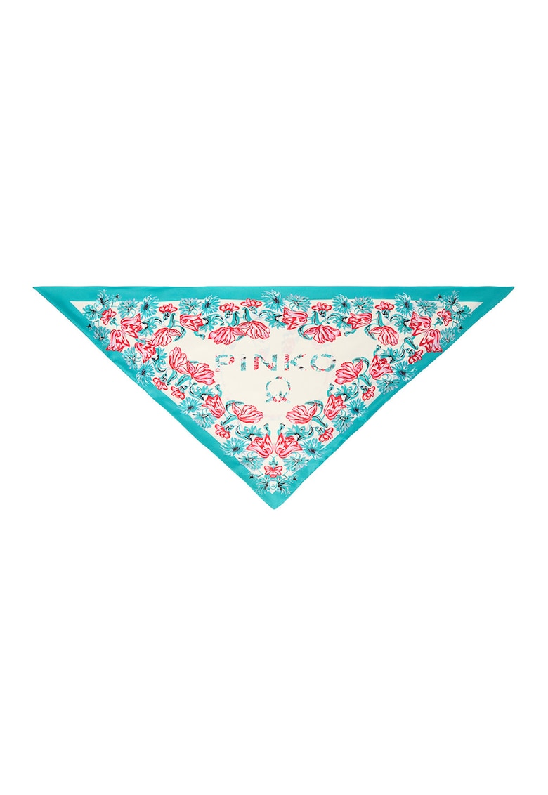 Esarfa din amestec de matase cu model floral - Crem