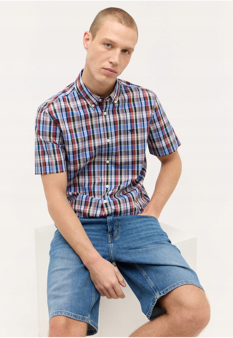 Camasa Barbati - Baltimore Sommer Check - Regular Fit - Maneci Scudwqfwqdrti - Cu Nasturi - Design Clasic - Bumbac - Multicolor - Multicolor