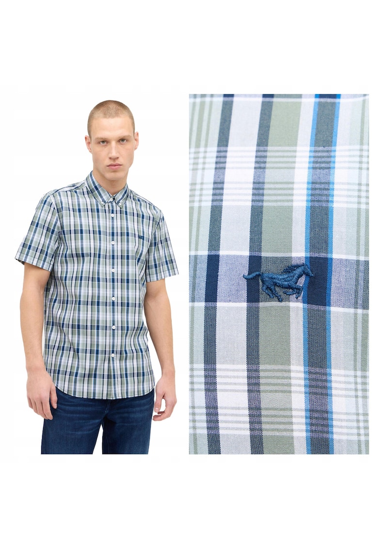 Camasa Barbati - Baltimore Sommer Check - Regular Fit - Maneci Scurti - Cu Nasturi - Design Clasic - Bumbac - Marime S - Multicolor