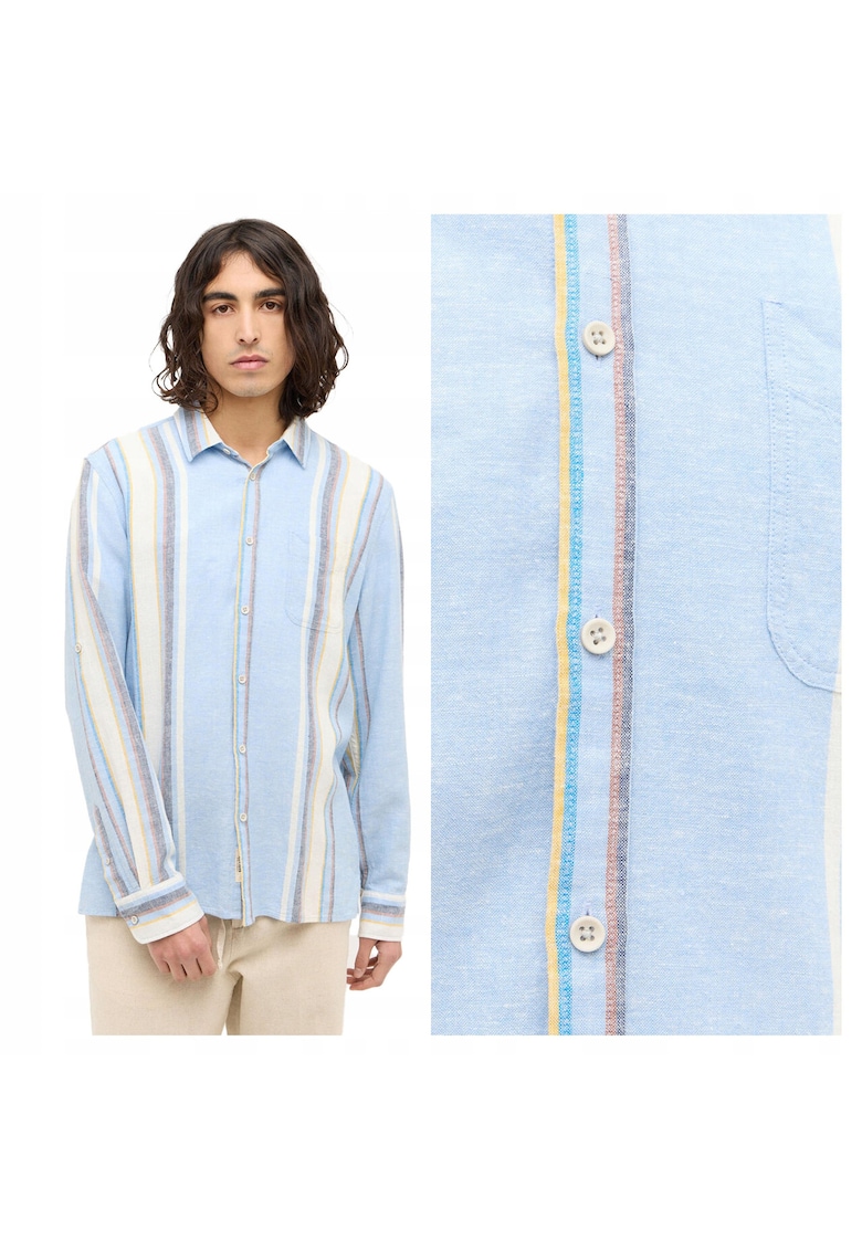 Camasa Barbati - Estero - Regular Fit - Maneci Lungi - Cu Nasturi - Design Clasic - Bumbac - Albastru