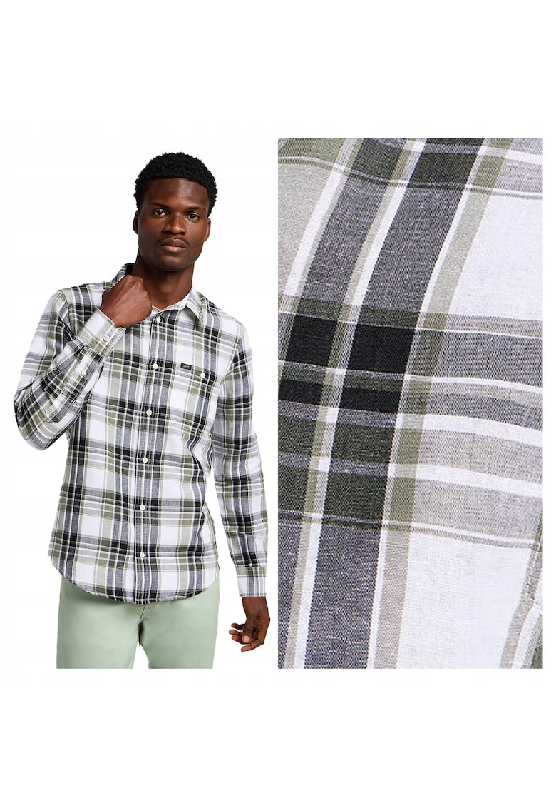 Camasa Barbati - Leesure Shirt - Regular Fit - Maneci Lungi - Cu Nastuwqfwqri - Design Clasic - Bumbac - M - Verde - Verde