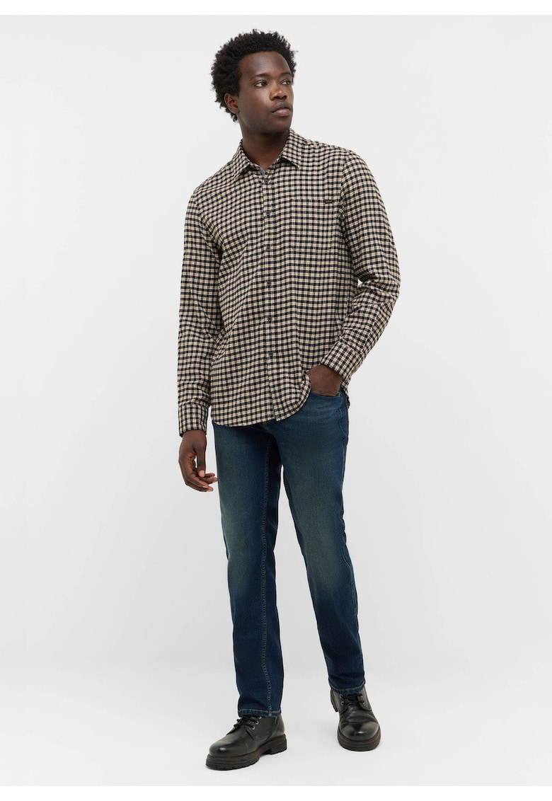 Camasa Barbati - Style Eastbridge - Regular Fit - Maneci Lungi - Cu Nasturi - Design Clasic - Bumbac - Negru - Multicolor