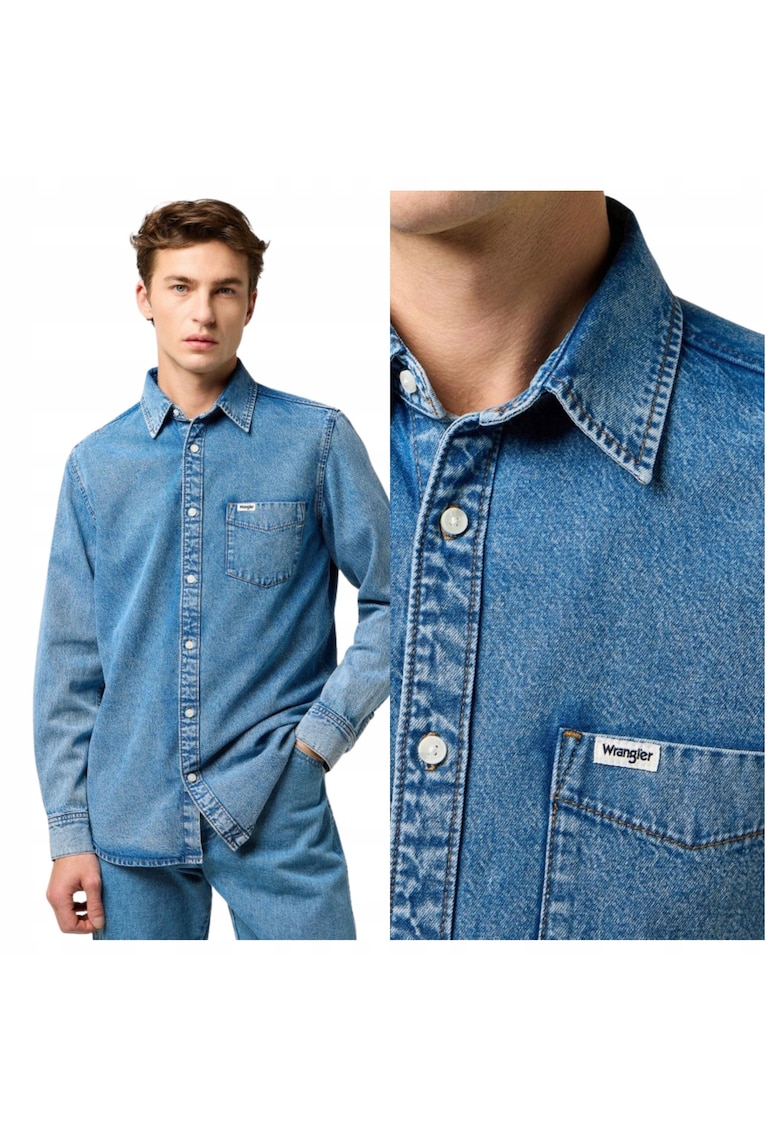 Camasa Barbati - 1 Pkt Shirt - Regular Fit - Cu Cu Nasturi - vdsafDesign Clasic - Maneci Lungi - Bumbac - Albastru - Albastru