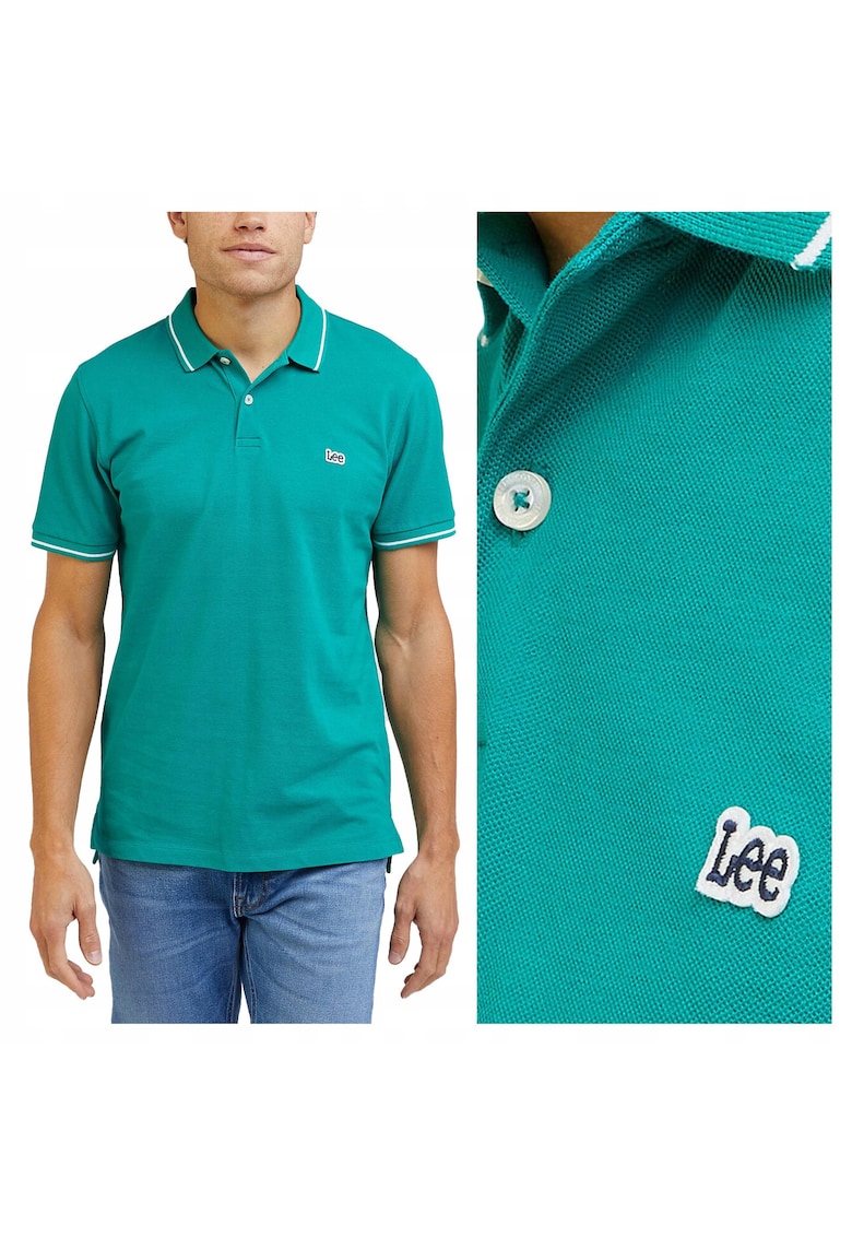 Tricou Polo Barbati - Pique Polo - Regular Fit - Maneci Scurti - Cu Nasturi - Design Clasic - Bumbac - Marime M - Verde