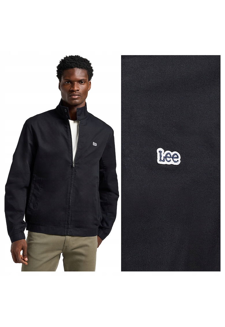 Jacheta Barbati - Harrington Jacket - Regular Fit - Design Cladwqfwqsic - Fara Gluga - Fermoar - Bumbac - L - Negru - Negru