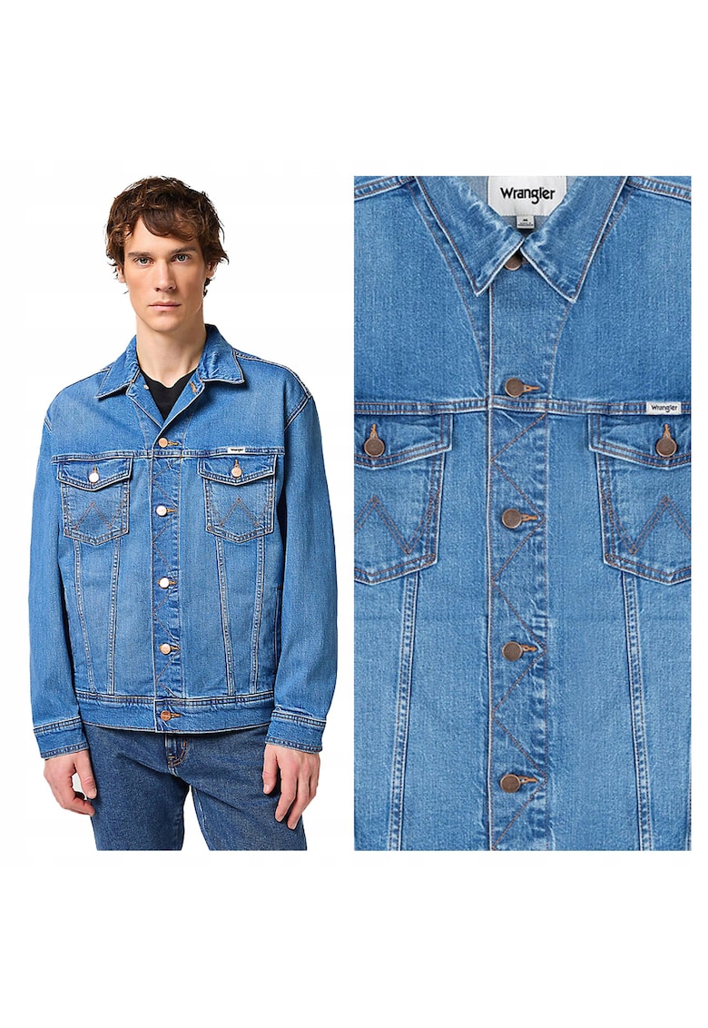 Jacheta Barbati - Anti Fit Jacket - Regular Fit - Denim Design - Fara Gluga - Cu Nasturi - Bumbac - Albastru - Albastru