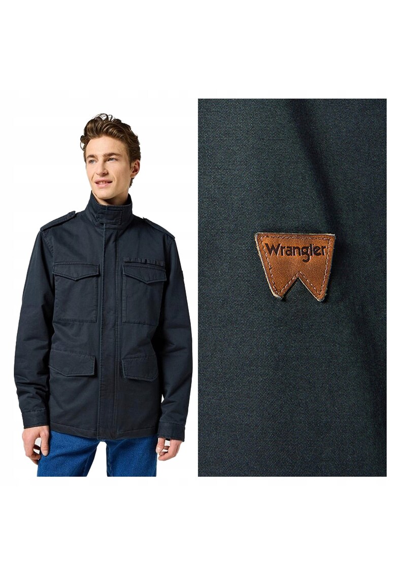 Jacheta Barbati - Field Jacket - Regular Fit - Design Clasic - Fara Gluga - Fermoar - Bumbac - Negru