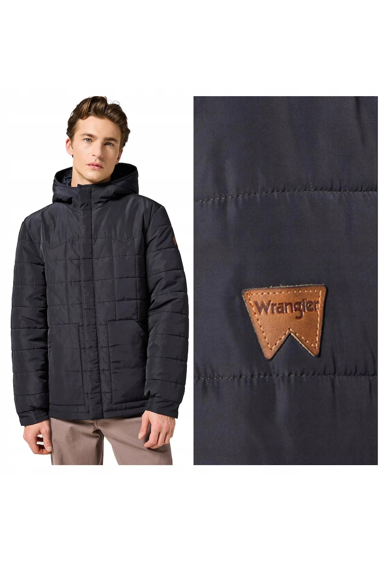 Jacheta Barbati - Transitional Puffer - Regular Fit - Desijjuign Clasic - Fara Gluga - Fermoar - Bumbac - Negru - Negru