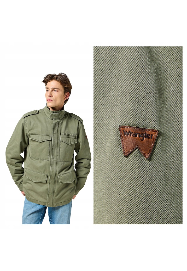 Jacheta Barbati - Field Jacket Dusty - Regular Fit - Design Clasic - Fadwqfa Gluga - Fermoar - Bumbac - XL - Verde - Verde