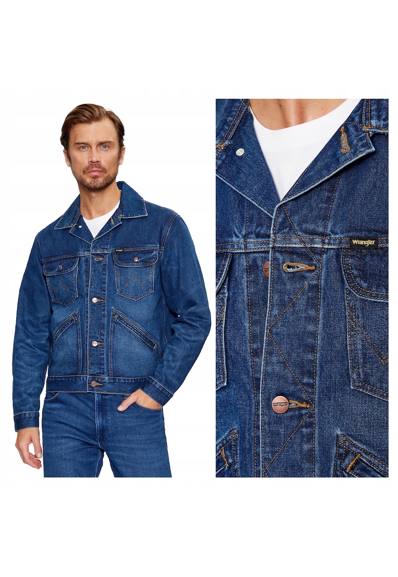 Jacheta Barbati - 124MJ FAR - Regular Fit - Denim Design - Fara Gluga - Cu Nasturi - Bumbac - 4XL - Albastru