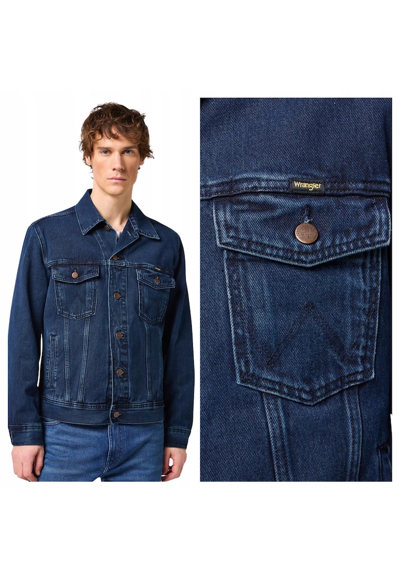 Jacheta Barbati - Authentic Jacket - Regular Fit - Denim Design - Fara Gluga - Cu Nasturi - Bumbac - Albastru - Albastru