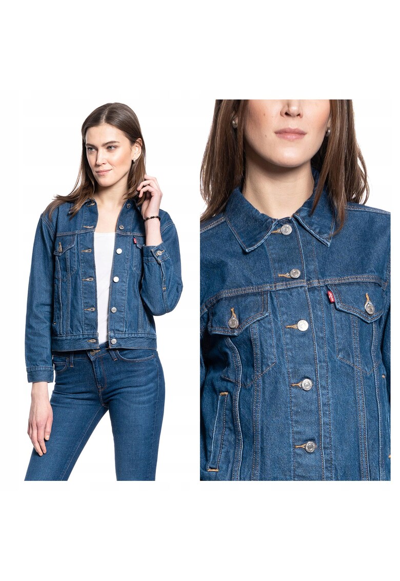 Jacheta Dama - Ex- Boyfriend Trucker - Regular Fit - Denim Design - Fara Gluga - Cu Nasturi - Bumbac - Marime XS - Albastru