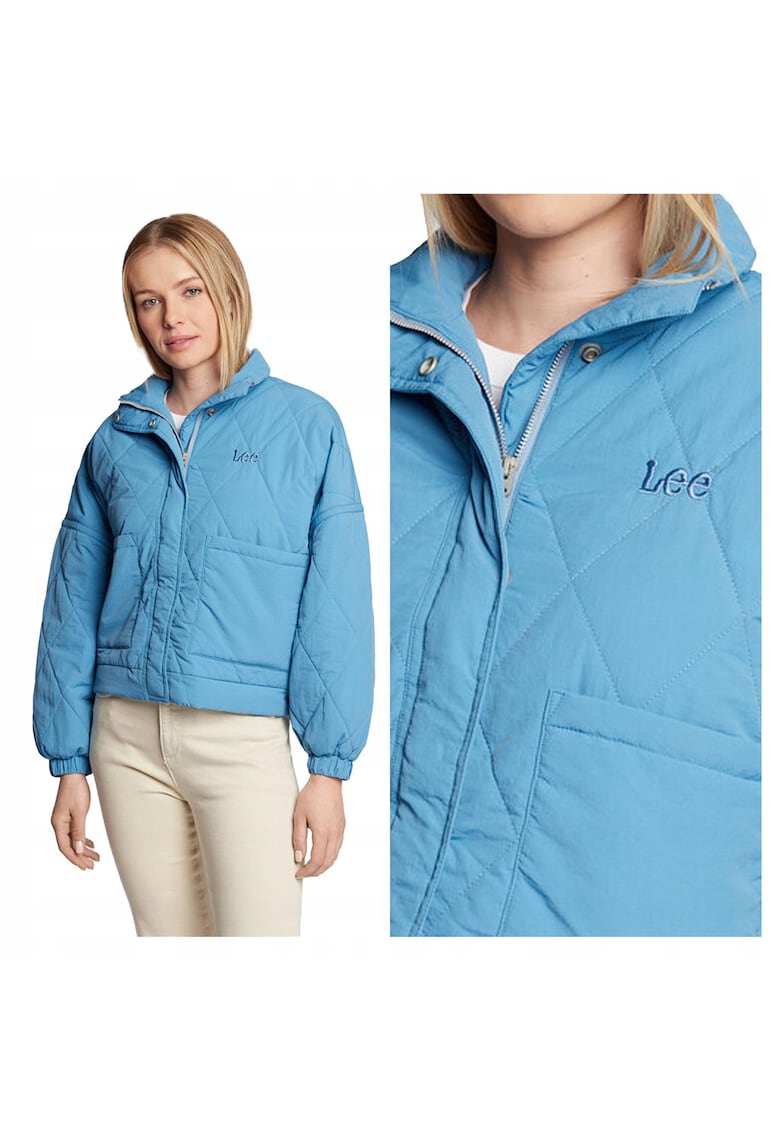 Jacheta Dama - Light Layer Jacket - Regular Fit - Design Clasic - Fara Gluga - Fermoar - Bumbac - Marime XS - Albastru