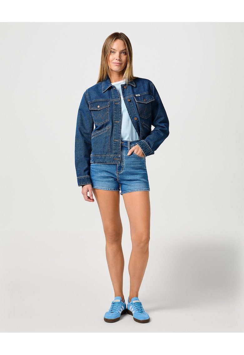 Дамско Яке - Heritage Jacket - Regular Fit - Деним Дизайн - Без Качулка - С Копчета - Памук - Синьо - Син