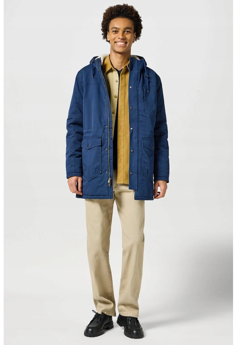 Мъжко яке - Heavy Puffer - Standard Fit - Класически дизайн - dwqfДълги ръкави - 2 джоба - С цип - Памук - Синьо - Син