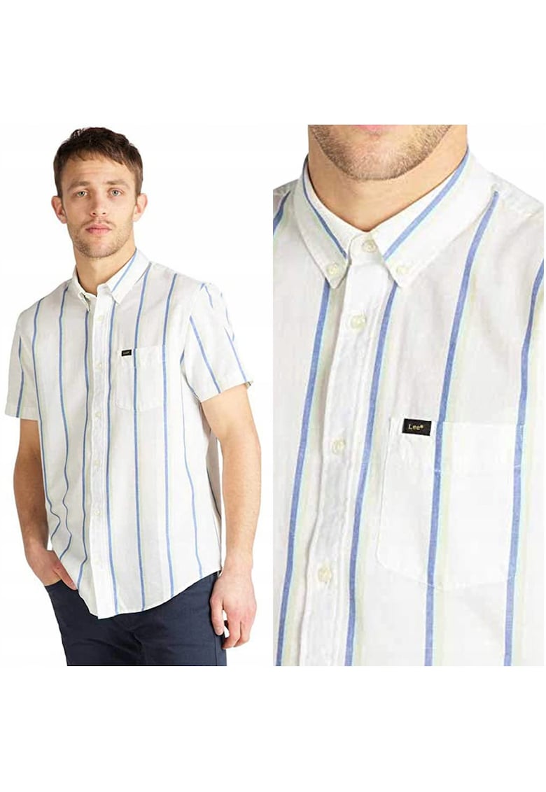 Camasa Barbati - Button Down SS - Regular Fit - Maneci Scurti - Design Clasic - Cu Nasturi - Bumbac - Marime M - Multicolor