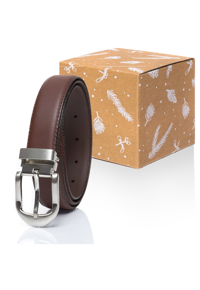 Curea barbati - 100% piele naturala - catarama metalica - marou - 105 Cm