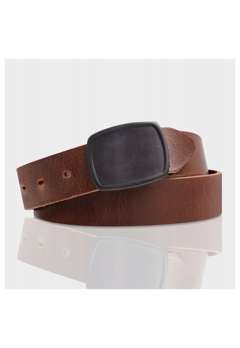 Curea barbati - 100% piele naturala - cu catarama metalica - maro - 105 Cm