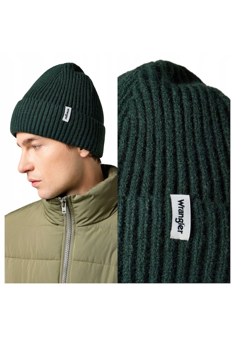 Caciula Barbati - Rib Beanie - Regular Fit - Caldura Si Confortabila - Design Clasic - Cu Logo - Bumbac - One Size - Verde