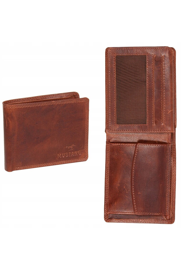 Portofel Barbati - Udine Wallet - Fara Inchidere - Mai Multe Buzunare - Cu Logo - Design Clasic - 100% Piele Naturala - Dimensiune Universala - Maro