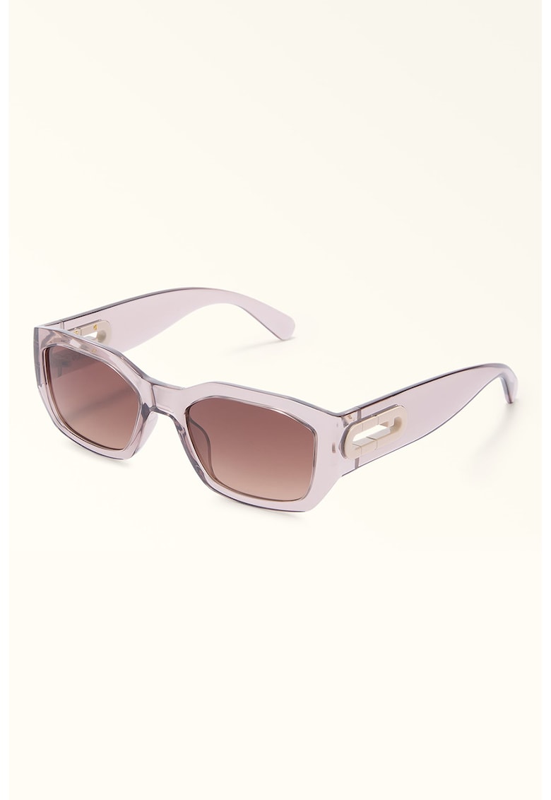 Ochelari de soare dreptunghiulari cu lentile degrade - Auriu/Roz pastel