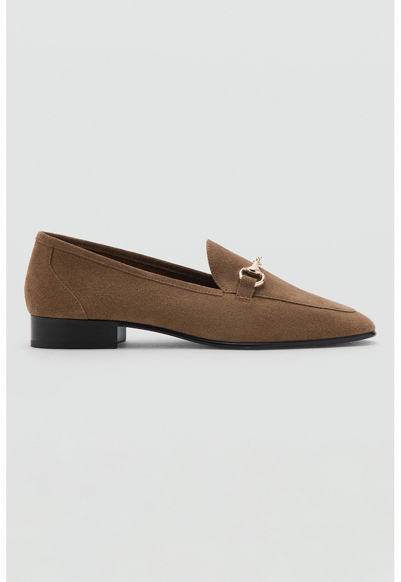 Pantofi loafer de piele intoarsa - Maro pamantiu