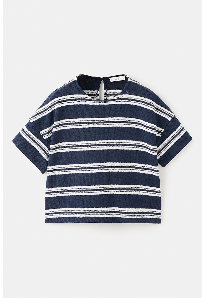Tricou regular fit cu dungi - Alb optic/Bleumarin