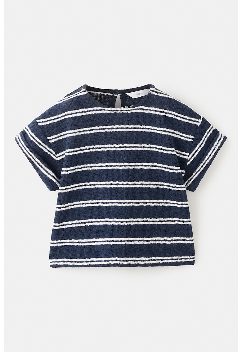 Tricou regular fit cu dungi - Alb murdar/Bleumarin