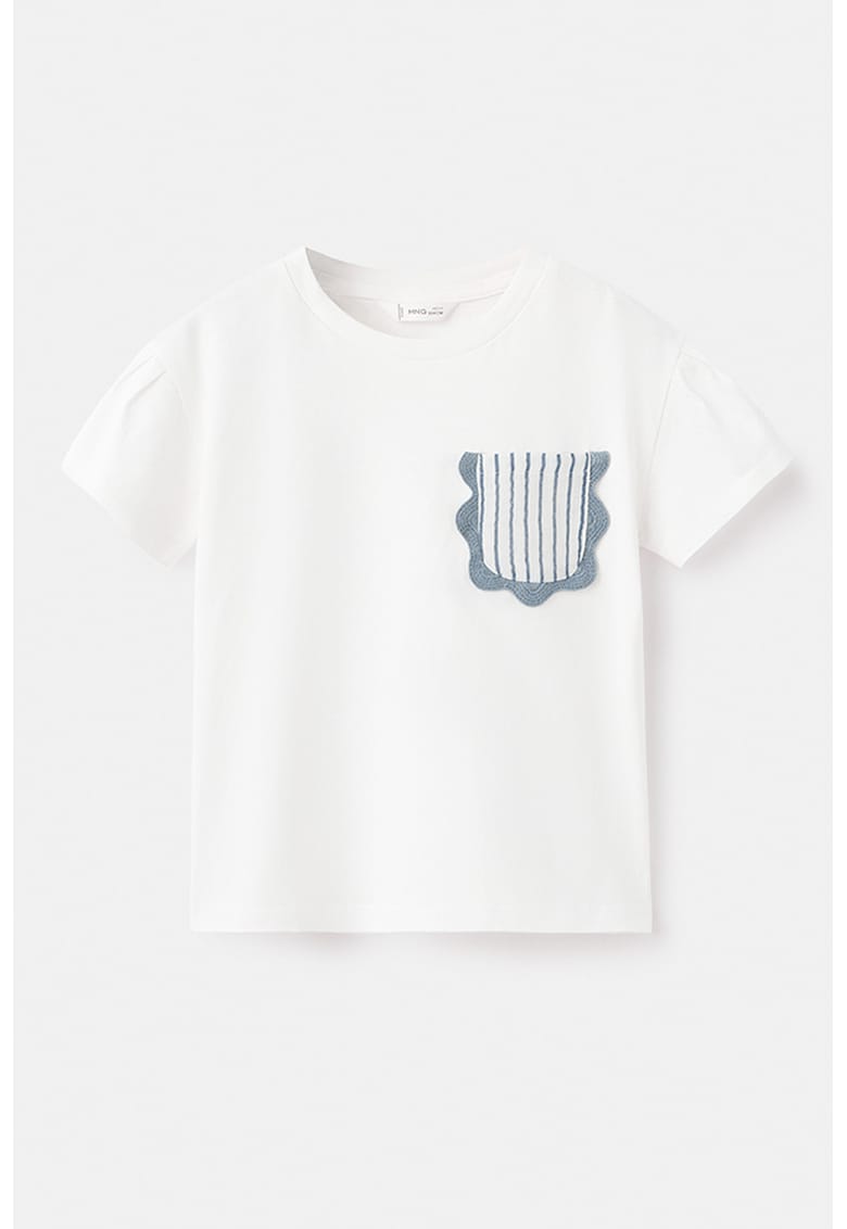 Tricou din bumbac cu buzunar aplicat - Alb
