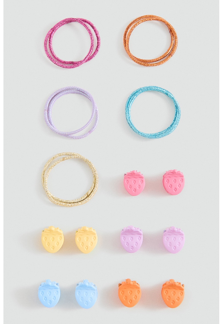 Set de elastice de par si agrafe- 10 piese - Multicolor