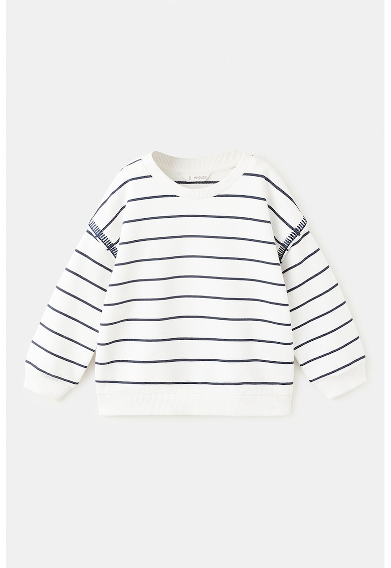 Bluza de trening cu dungi si terminatii striate - Negru stins/Alb murdar