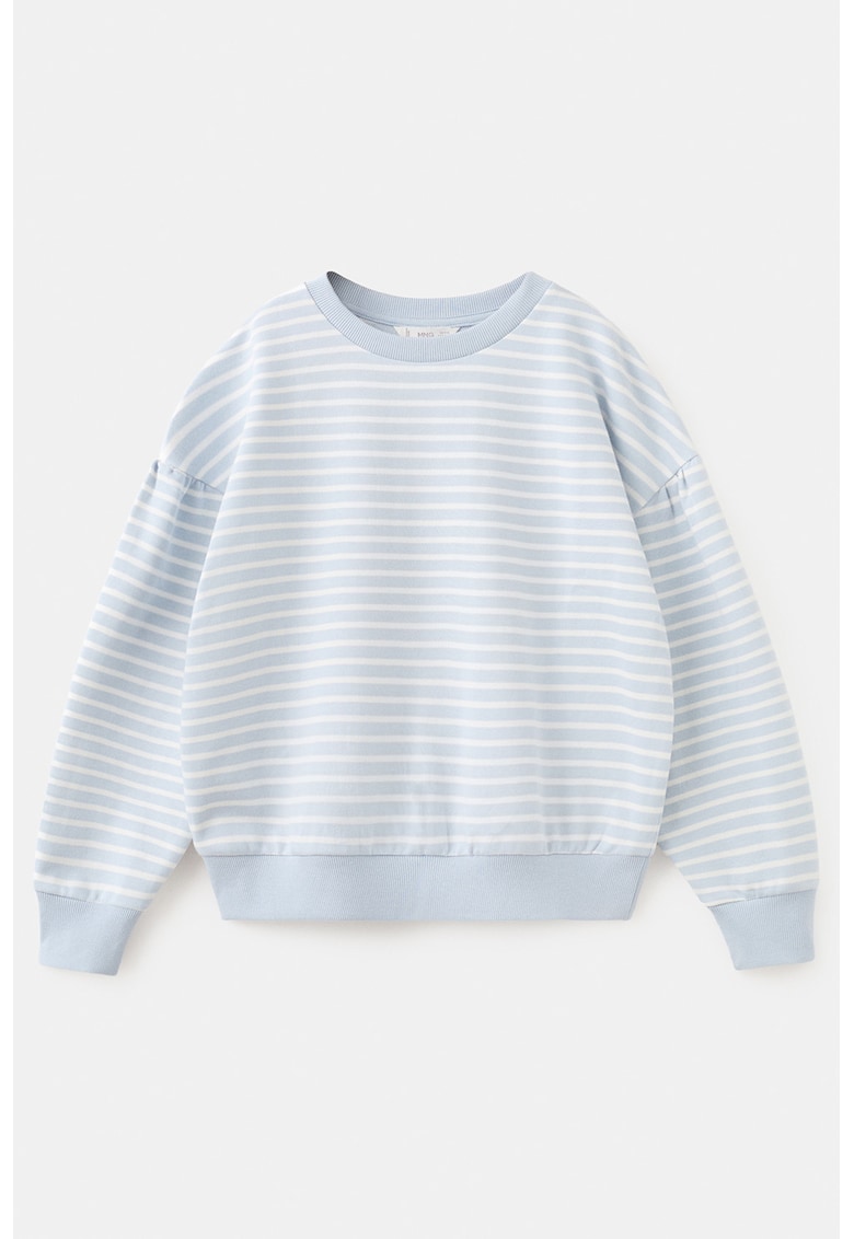 Bluza de trening cu dungi si maneci cazute - Albastru pastel/Alb optic