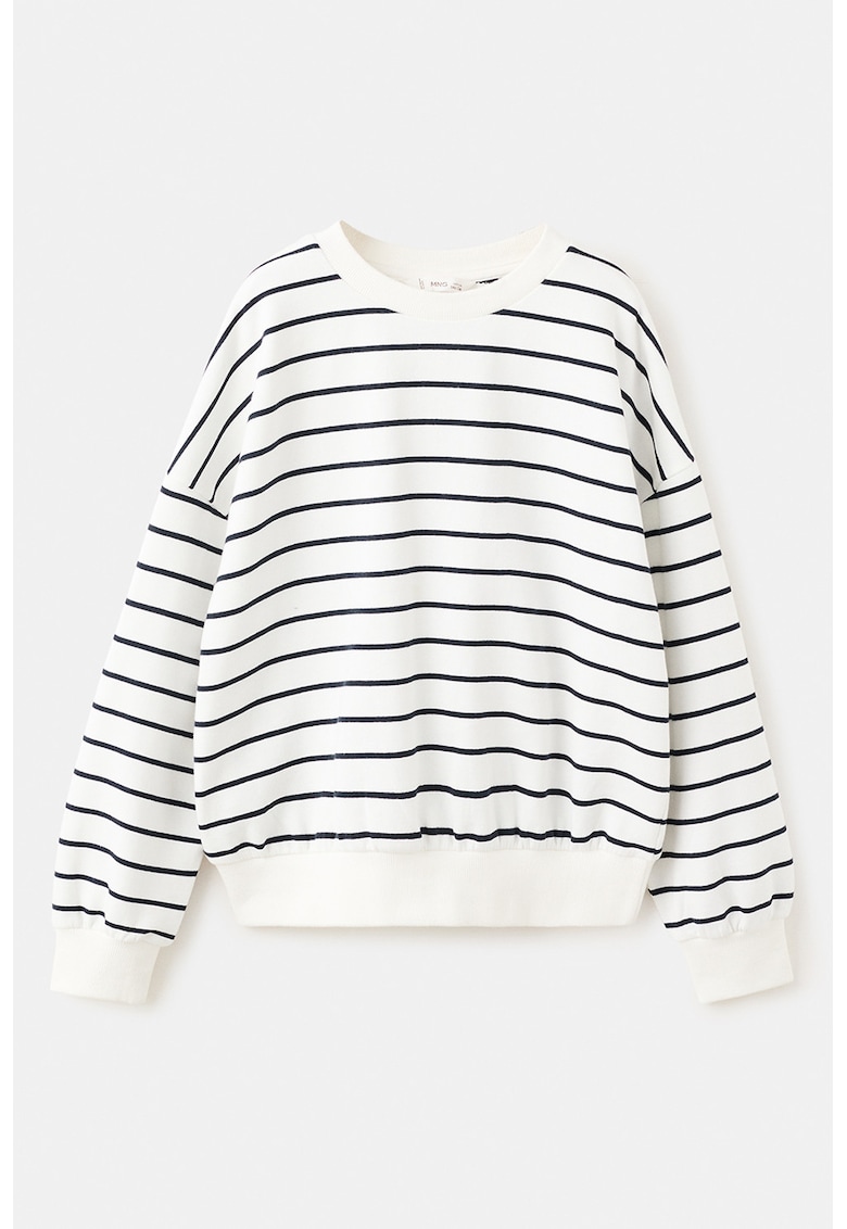 Bluza de trening de bumbac cu dungi - Negru stins/Alb murdar/Roz prafuit