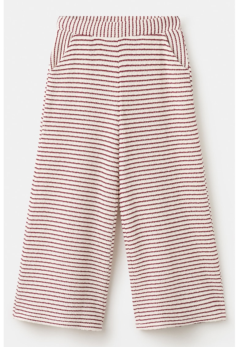 Pantaloni tricotati cu dungi - Rosu inchis/Crem
