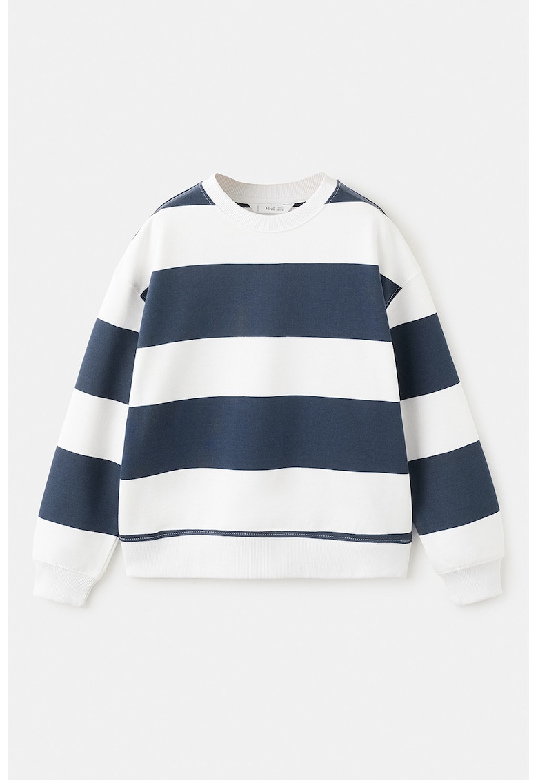 Bluza de trening din bumbac cu dungi - Alb murdar/Bleumarin