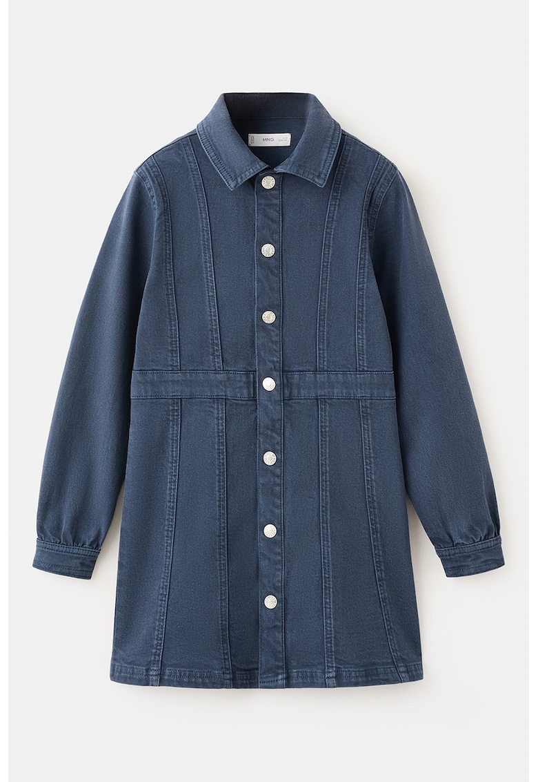 Rochie din denim cu guler - Bleumarin