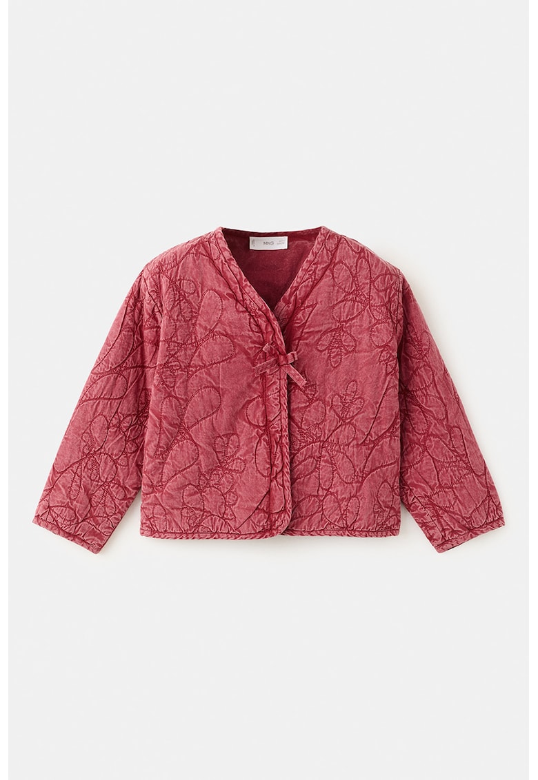 Jacheta matlasata cu decolteu in V si broderie - Coral
