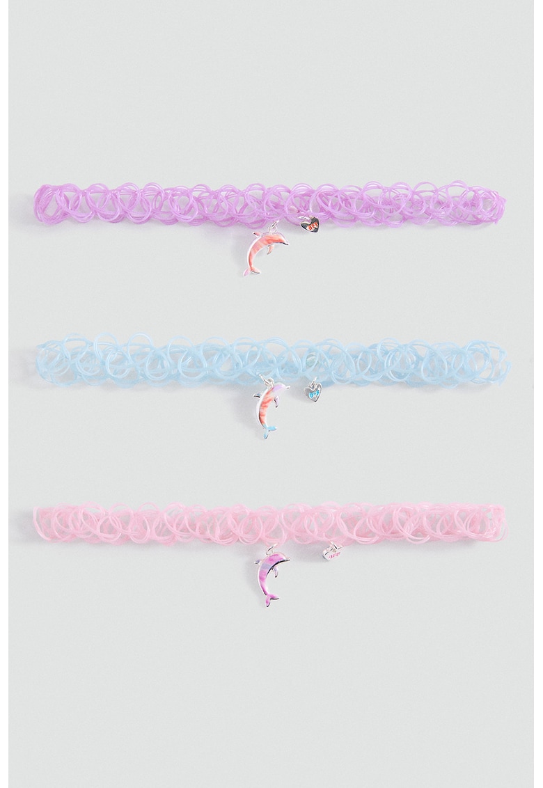 Set de chokers impletite cu delfini - 3 piese - Multicolor
