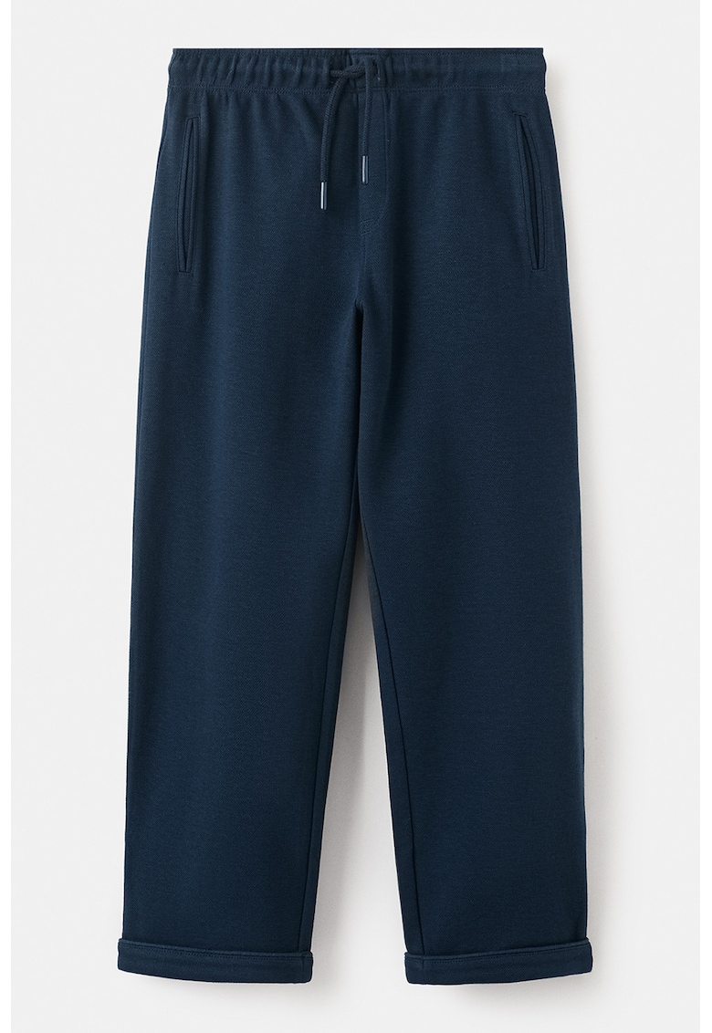Pantaloni drepti de trening cu snur - Bleumarin
