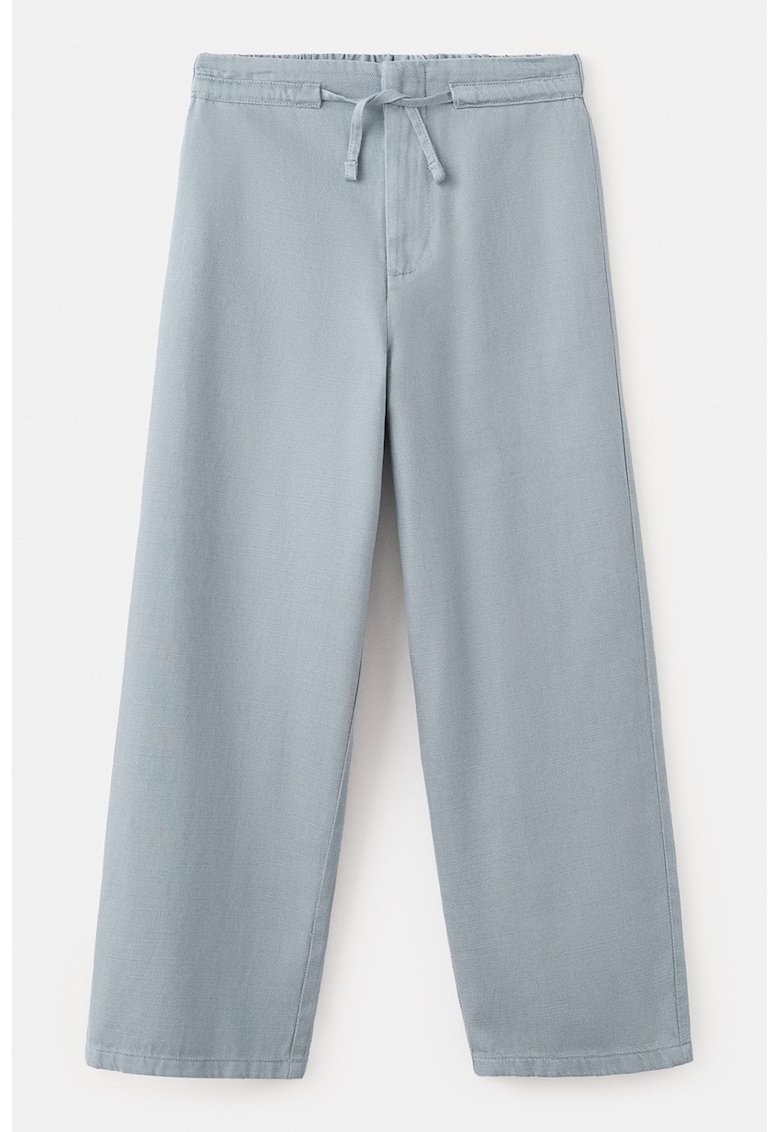 Pantaloni din amestec de lyocell cu snur - Albastru prafuit