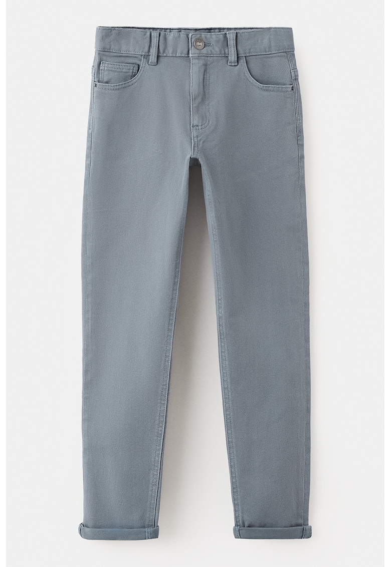 Blugi slim-fit cu model uni - Albastru prafuit