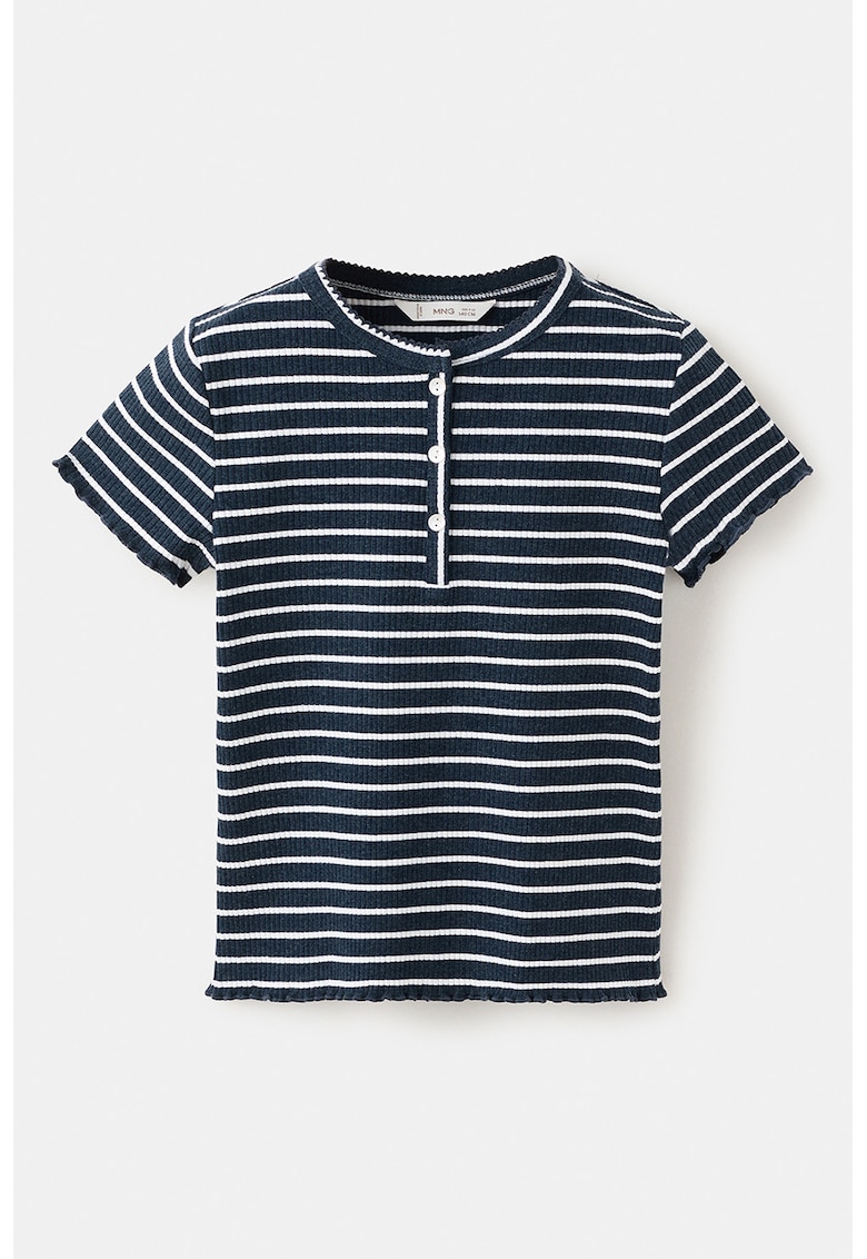 Tricou regular fit cu dungi - Albastru ultramarin/Alb murdar
