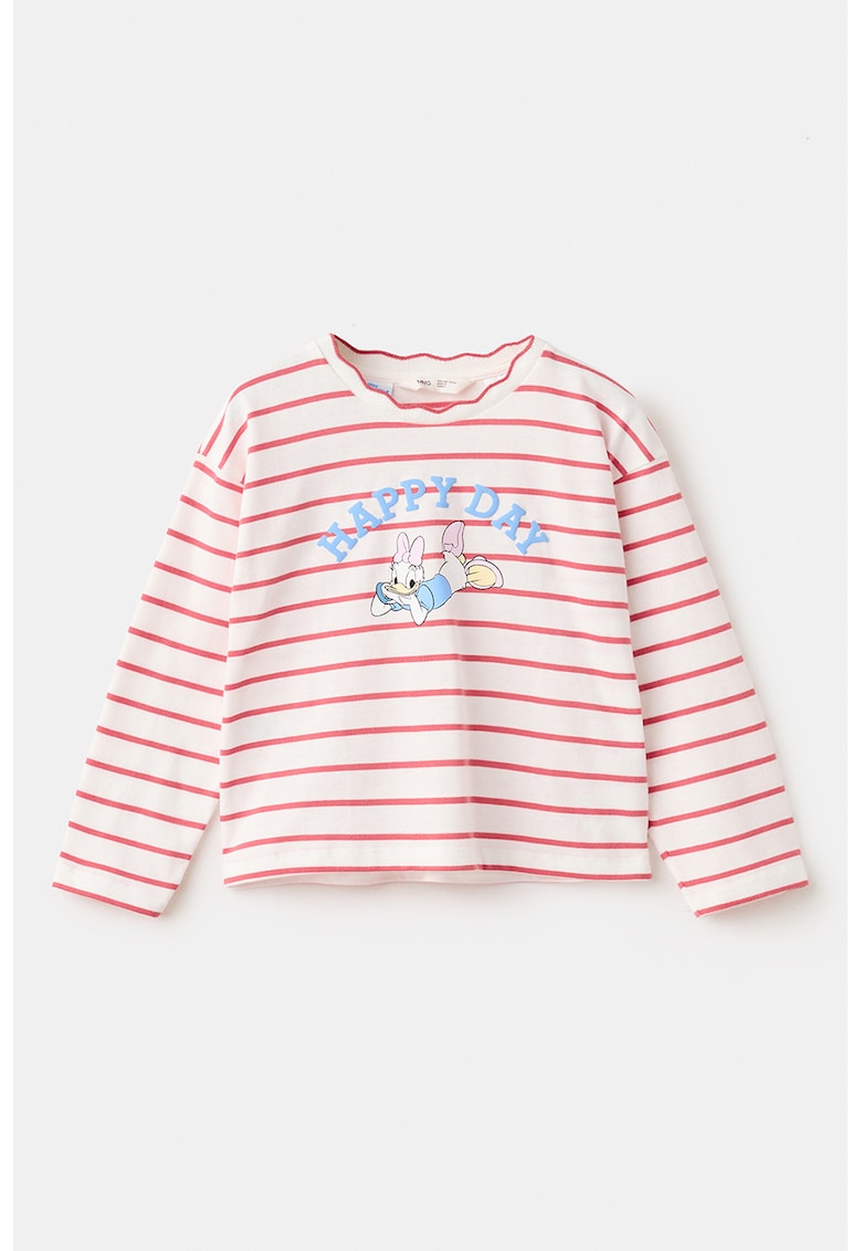 Bluza de bumbac cu dungi - Rosu/Albastru pastel/Alb murdar