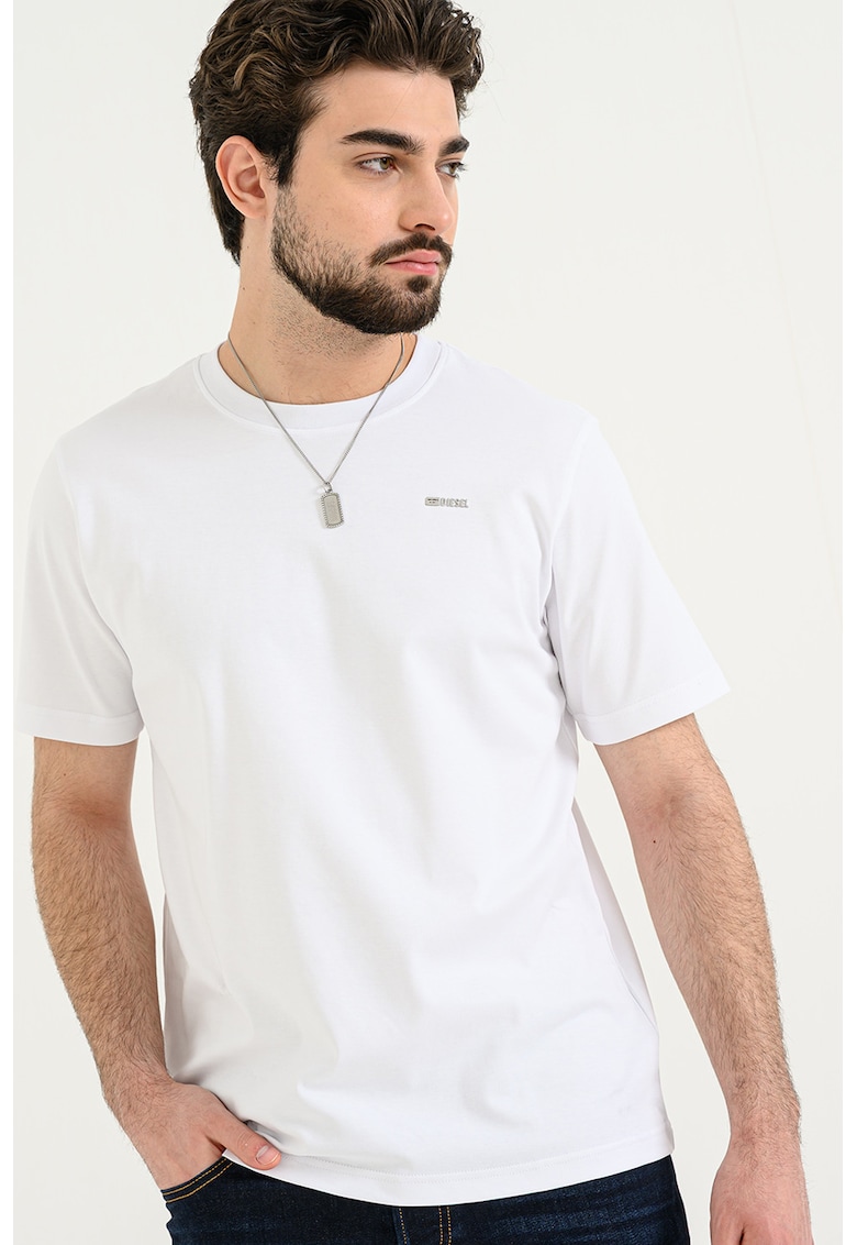 Tricou cu logo metalic Adjust - Alb optic/Argintiu