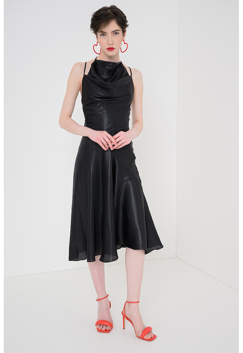 Rochie midi cu bretele multiple - Negru