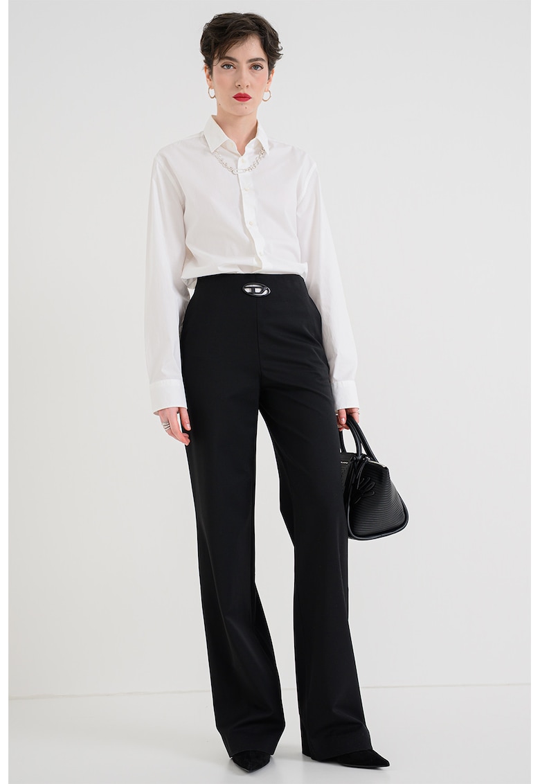 Pantaloni evazati cu talie inalta P-Relais - Negru